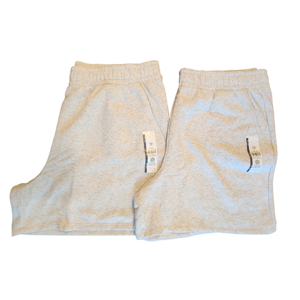 Time and Tru Women Fleece Shorts 2 Pack Lightest Grey Heather XXXL 22 NWT